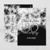 Carte Postale gris argent noir 30e anniversaire de mariage paill (Devant / Derrière)
