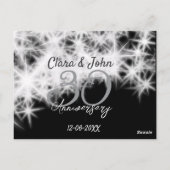 Carte Postale gris argent noir 30e anniversaire de mariage paill (Dos)