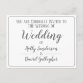 Carte Postale Gris argenté simple et Faire-part de mariage blanc (Devant)