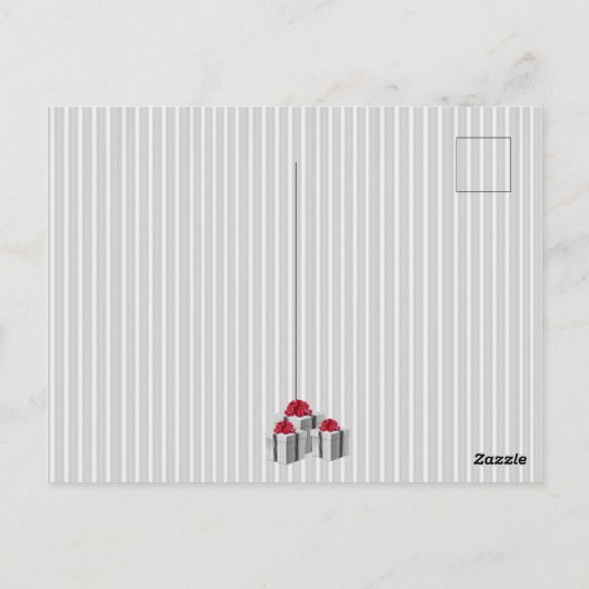 Carte Postale Gris blanc à rayures rouge présente sur noir (Dos)