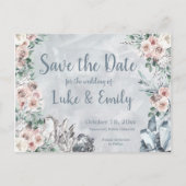 Carte Postale Gris Floral & Crystals Mariage Enregistrer la date (Devant)