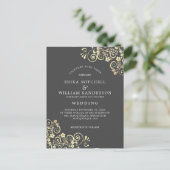 Carte Postale Gris Gold Faire-part de mariage RSVP l Site Web (Debout devant)