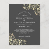Carte Postale Gris Gold Faire-part de mariage RSVP l Site Web (Devant)