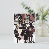 Carte Postale Gris - Homme dans un café (Debout devant)