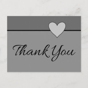 Carte Postale Gris Merci Cœur Amour Ardoise Grise Mariage