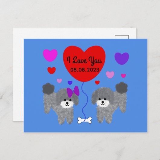 Carte postale Gris Saint Valentin #1-2 (Devant / Derrière)