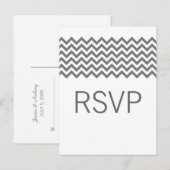 Carte postale Gris simple Chevron RSVP (Devant / Derrière)