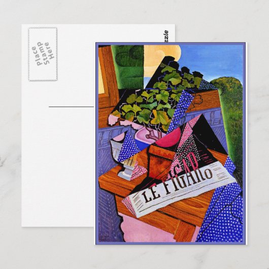 Carte Postale Gris - Un pot de Geraniums (Devant / Derrière)