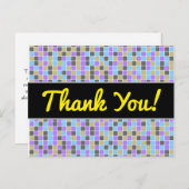 Carte Postale Gris, Violet, Beige, Carré Bleu/Carreaux Motif (Devant / Derrière)