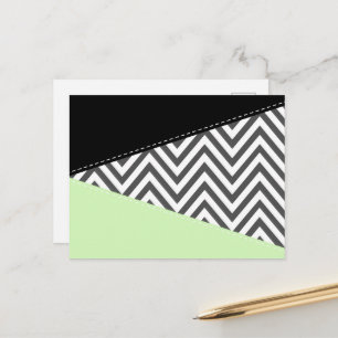 Carte Postale Gris Zigzag, Gris Chevron, Motif Zigzag, Menthe