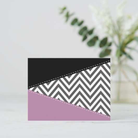 Carte Postale Gris Zigzag, Gris Chevron, Motif Zigzag, Violet (Debout devant)