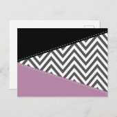 Carte Postale Gris Zigzag, Gris Chevron, Motif Zigzag, Violet (Devant / Derrière)
