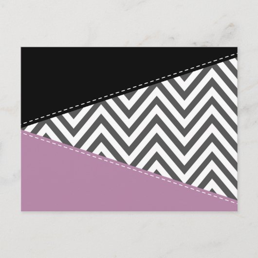 Carte Postale Gris Zigzag, Gris Chevron, Motif Zigzag, Violet (Devant)