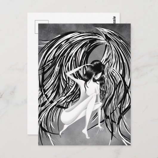 Carte postale grise d'ange céleste (Devant / Derrière)