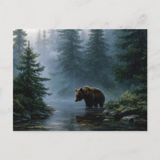 Carte Postale Grizzly Bear Misty Forest (Devant)