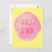 Carte Postale GRL PWR - Typographie jaune gras et rose (Devant / Derrière)