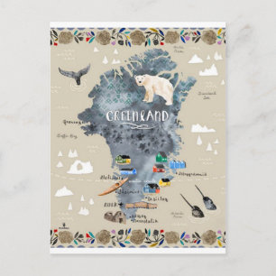 Carte Postale " Groenland : 13 ct./aujourd'hui - Peinture à la m