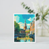 Carte Postale Groningen Pays-Bas Voyage Illustration Vintage (Debout devant)