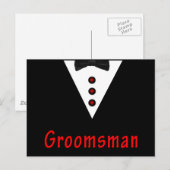 Carte Postale Groomsman À Tux (Devant / Derrière)