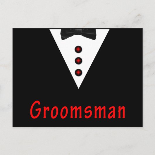 Carte Postale Groomsman À Tux (Devant)