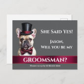 Carte Postale Groomsman français bulldog grooms proposition mari (Devant / Derrière)