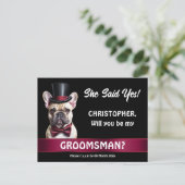 Carte Postale Groomsman proposition French bulldog pet tuxedo (Debout devant)