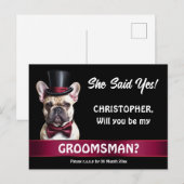 Carte Postale Groomsman proposition French bulldog pet tuxedo (Devant / Derrière)