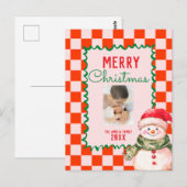 Carte Postale Groovy Christmas snowman Photo  (Devant / Derrière)