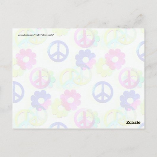Carte Postale Groovy Hippie Peace Signs Flower Power Aqua (Dos)