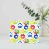 Carte Postale Groovy hippie Peace Signs Flower Power Sparkles (Debout devant)