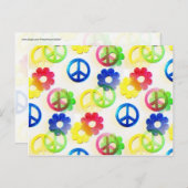 Carte Postale Groovy hippie Peace Signs Flower Power Sparkles (Devant / Derrière)