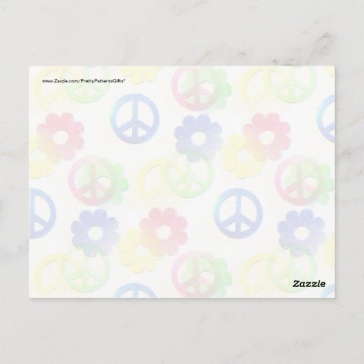 Carte Postale Groovy hippie Peace Signs Flower Power Sparkles (Dos)