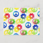 Carte Postale Groovy hippie Peace Signs Flower Power Sparkles (Devant)
