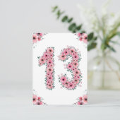 Carte Postale Gros 13e anniversaire Fleurs roses Fille Foliage v (Debout devant)