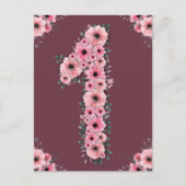 Carte Postale Gros 1er anniversaire Fleurs roses Fille Foliage v (Devant)