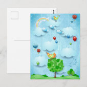 Carte Postale Gros arbre et poissons volants (Devant / Derrière)