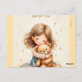 Carte Postale Gros câlins mignonne fille serrant teddy papier ou (Dos)