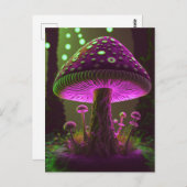 Carte Postale Gros Champignons gras - Vert & Fuchsia (Devant / Derrière)