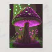 Carte Postale Gros Champignons gras - Vert & Fuchsia (Devant)