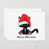 Carte Postale Gros Grumpy Chat Noir Noël (Devant / Derrière)