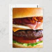 Carte Postale Gros hamburger drôle (Devant / Derrière)