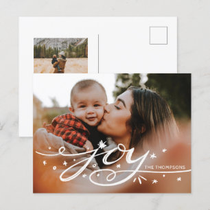 Carte postale Gros Joy Hand Lettré Photo Holiday