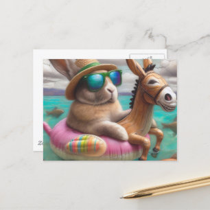 Carte Postale Gros lapin dans un Art numérique de char à âne