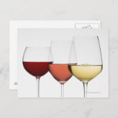 Carte Postale Gros plan de verres de différents vins (Devant / Derrière)