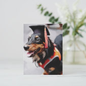 Carte Postale Gros Plan Du Chien Dachshund Portant Le Casquette  (Debout devant)