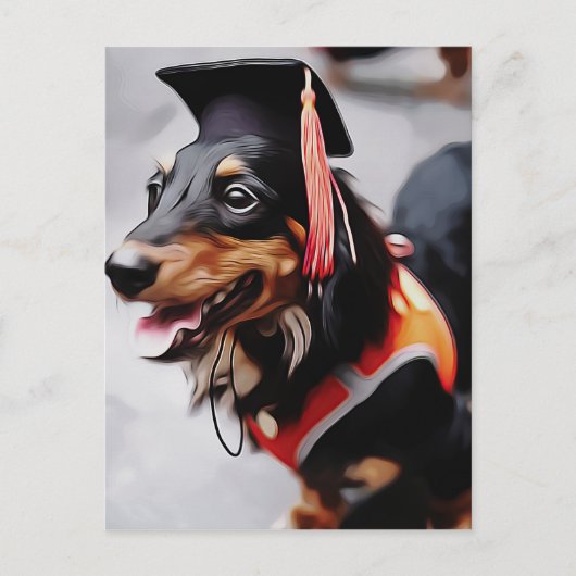 Carte Postale Gros Plan Du Chien Dachshund Portant Le Casquette  (Devant)