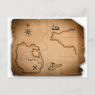 Carte Postale Gros plan du monde antique avec route de bateau