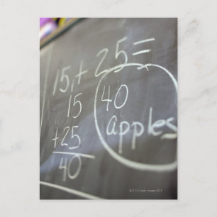 Carte Postale Gros plan du problème mathématique sur le tableau