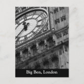 Carte Postale Gros plan sur Big Ben en noir et blanc (Devant)