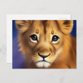 Carte Postale Gros plan sur le visage d'un bébé lion (Devant / Derrière)